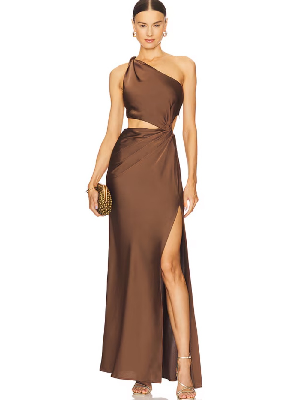 Revolve Brown One Shoulder Dress